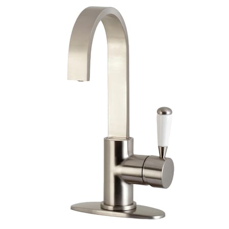 Kingston Brass LS8618DPL Paris One-Handle 1-Hole Deck Mounted Bar Faucet, Brushed Nkl LS8618DPL